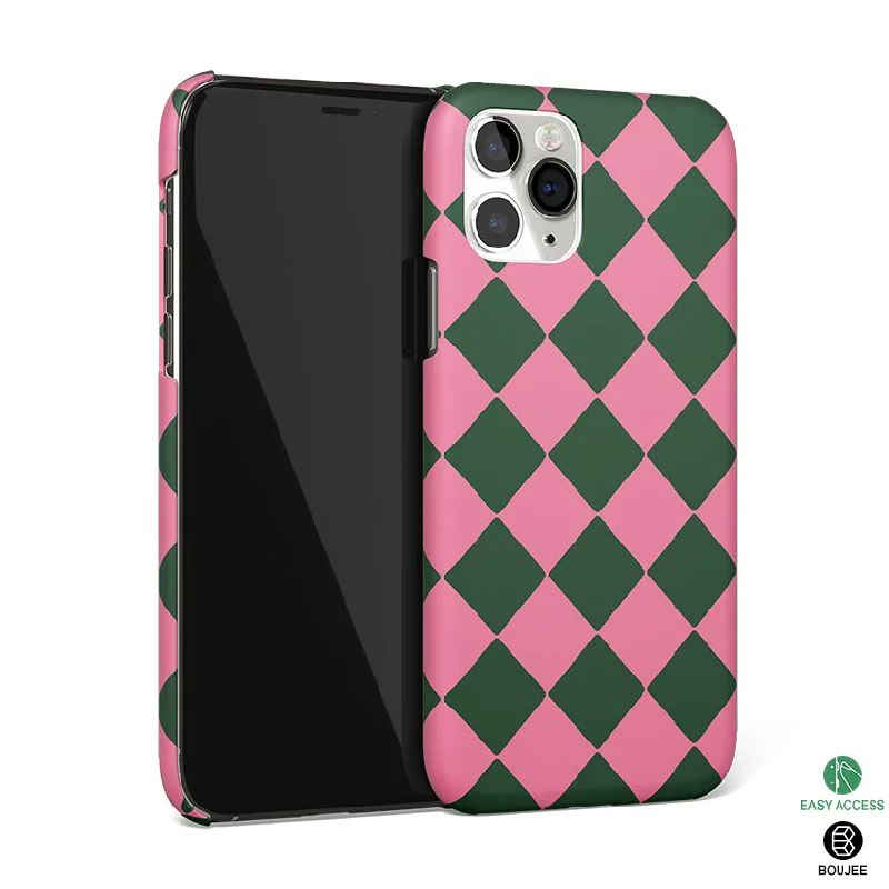 Diamond Check Pink Phone Cover | Matte Case