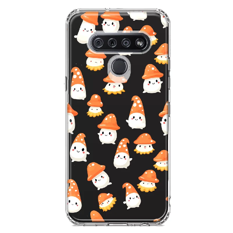 For LG Stylo 6 Cute Cartoon Mushroom Ghost Characters Design Hybrid Protective Phone Case Cover